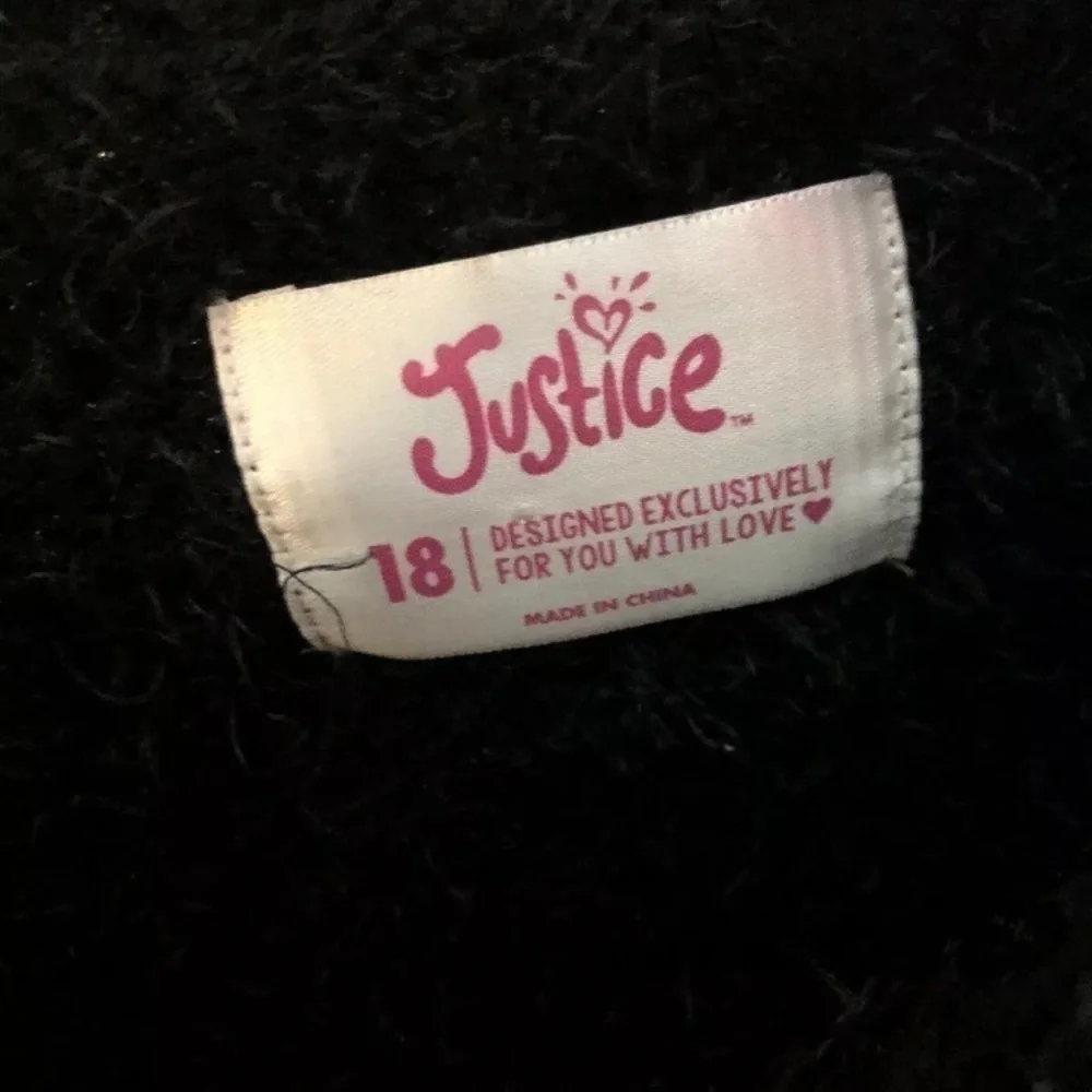 Justice‎ Girls Black Fuzzy Sweater | Size 18